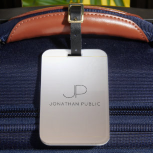 Monogram Gold Silver Look Elegant Modern Luggage Tag