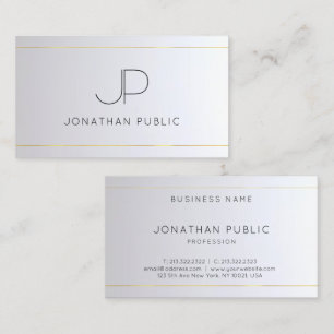 Monogram Gold Silver Modern Elegant Professional Business Card