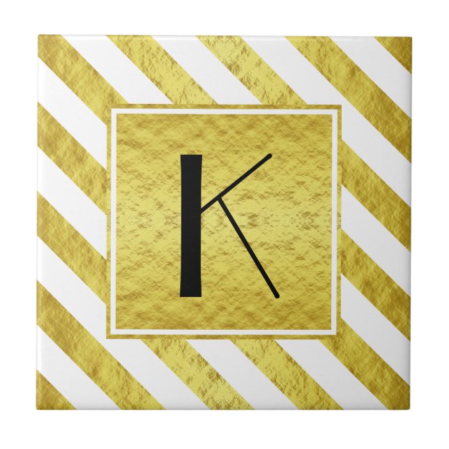 Monogram Gold Stripes Pattern Tile (Front)