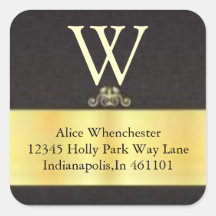 Monogram Gold trim and black envelope seals