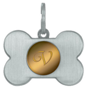 Monogram Gold V Pet ID Tag
