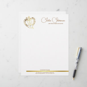 Monogram Gold Violin Modern Script Minimalist Custom Letterhead