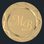 Monogram Gold Wax Envelope Seal Wedding Stickers<br><div class="desc">Monogram Gold Wax Envelope Seal Wedding Stickers</div>