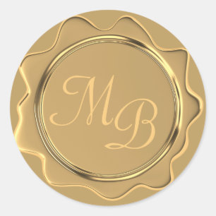 Monogram Gold Wax Envelope Seal Wedding Stickers