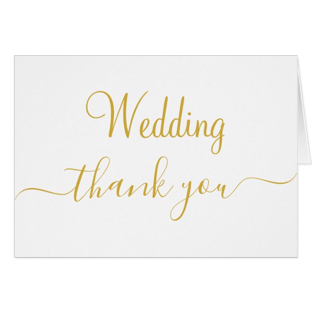 Monogram Gold White Wedding Thank You (Front Horizontal)