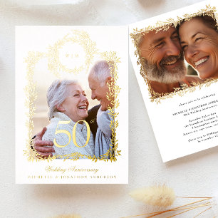 Monogram Gold Wreath 50th Wedding Anniversary