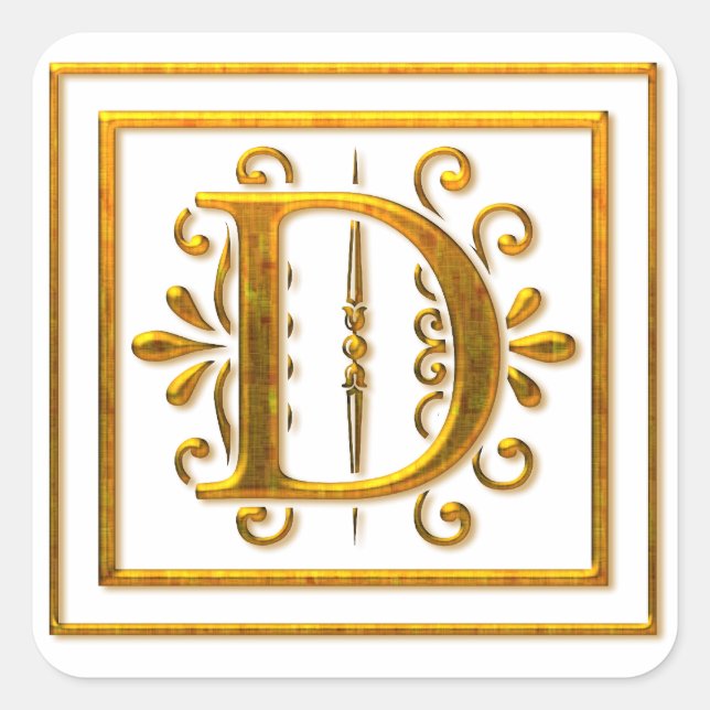 Monogram Golden D Elegant Stickers (Front)