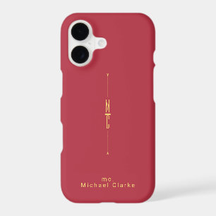 Monogram Golden Dark Red Modern Cool Minimalist