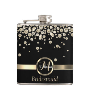 Monogram Golden Diamond - Bridesmaid Hip Flask