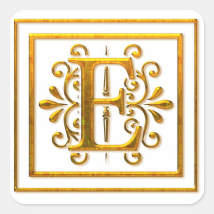 Monogram Golden E Elegant Stickers