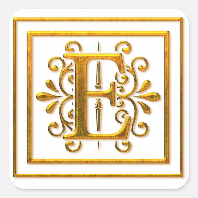 Monogram Golden E Elegant Stickers (Front)
