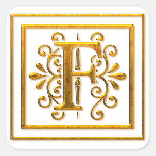 Monogram Golden F Elegant Stickers
