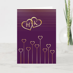 Monogram Golden Heart Valentine Card