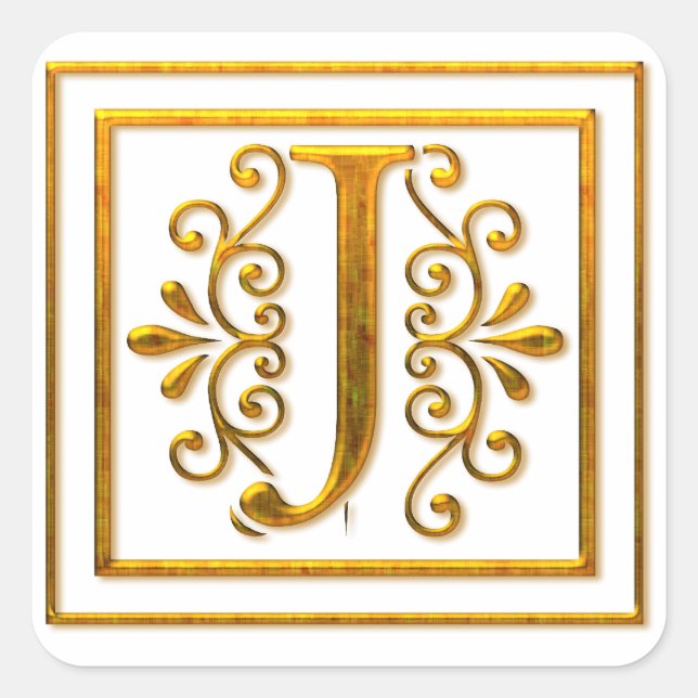 Monogram Golden J Elegant Stickers (Front)