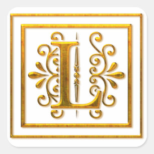 Monogram Golden L Elegant Stickers
