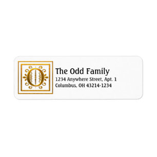 Monogram Golden Letter O Elegant Address Labels