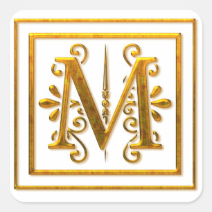 Monogram Golden M Elegant Stickers