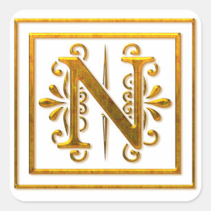 Monogram Golden N Elegant Stickers