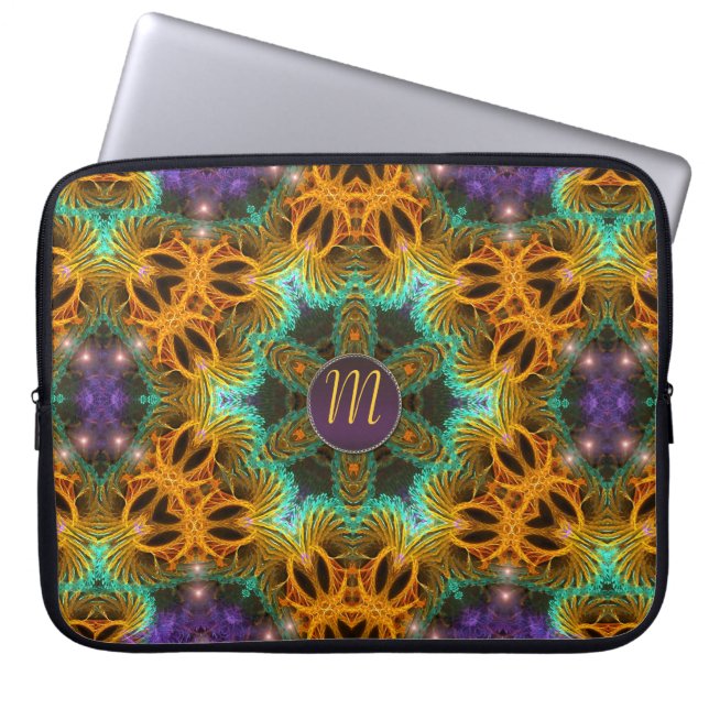 Monogram Golden Purple Magic Star Notebook Laptop Sleeve (Front)