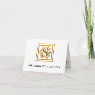 Monogram Golden S Elegant Personal Note Card
