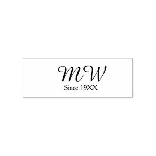 Monogram golden since 19XX year oatmeal wedding na Self-inking Stamp
