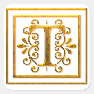 Monogram Golden T Elegant Stickers