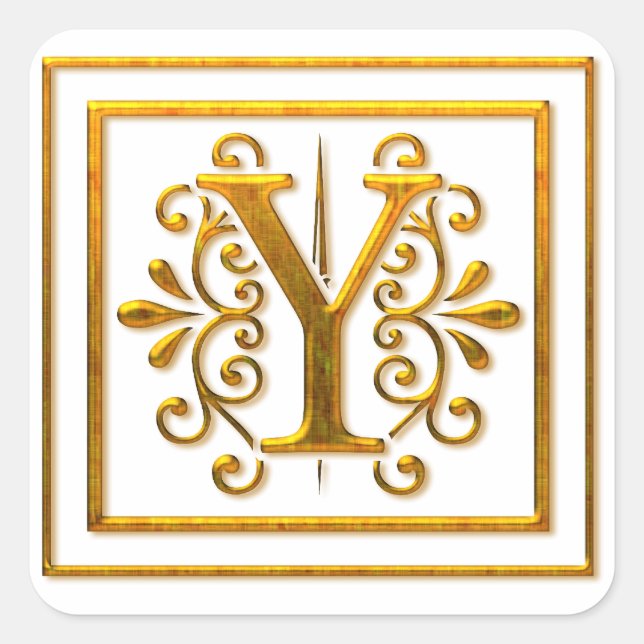 Monogram Golden Y Elegant Stickers (Front)