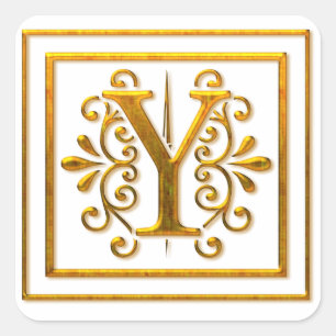 Monogram Golden Y Elegant Stickers