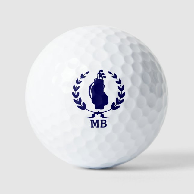 Monogram Golf Bag Wreath Monogrammed Personalised Balls (Front)