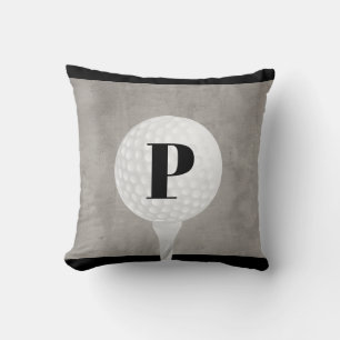 monogram golf ball pillow design distressed grey