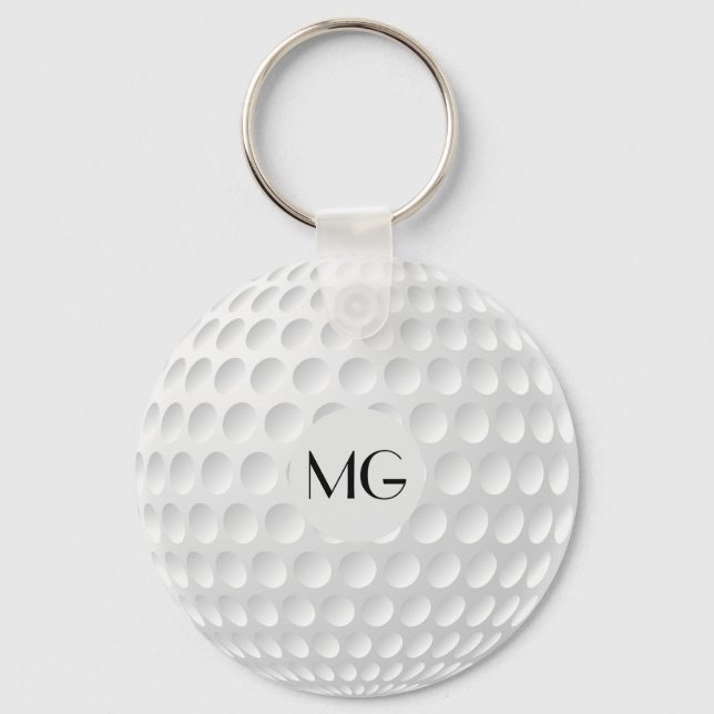 Monogram Golf Ball Round Key Ring (Front)