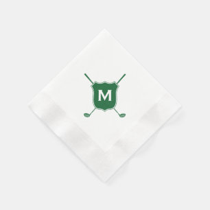 Monogram Golf Club Crest Diagonal Green Napkins