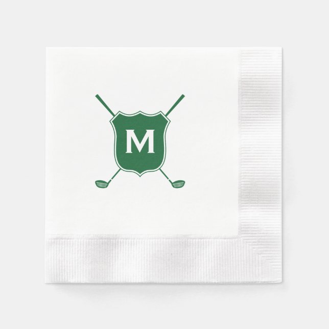 Monogram Golf Club Crest in Green Napkins (Front)