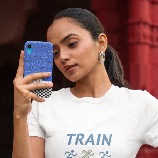 Monogram golf patterns blue black Case-Mate iPhone case (Creator Uploaded)