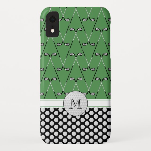 Monogram golf patterns green black Case-Mate iPhone case (Back)