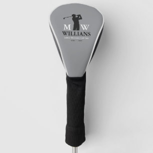 Monogram (Golfer Name & Initials) cool grey Golf Head Cover