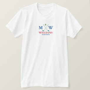 monogram (golfer name & initials) red blue golf T-Shirt