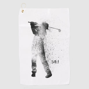 Monogram. Golfer Silhouette Swing. Golf Towel