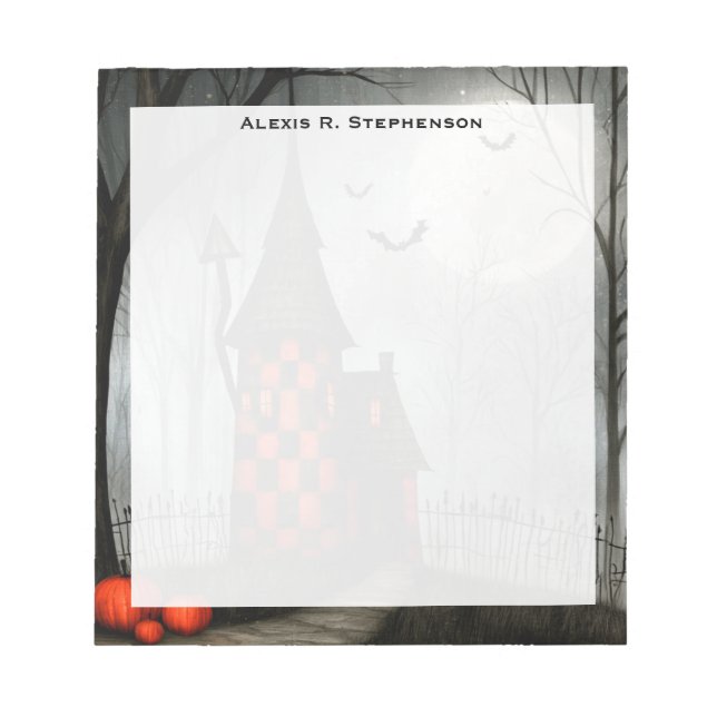 Monogram Gothic Chequerboard Halloween Tower Notepad (Front)