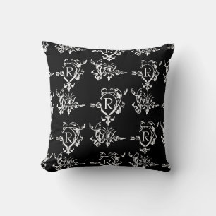 Monogram Gothic Heart And Arrow Pattern Cushion