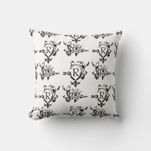 Monogram Gothic Heart And Arrow Pattern Cushion