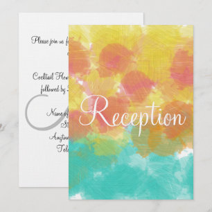 Monogram Gouache Watercolor Pink Blue Yellow Invitation