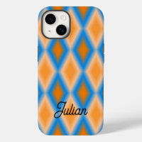 Monogram gradient orange blue diamond shapes