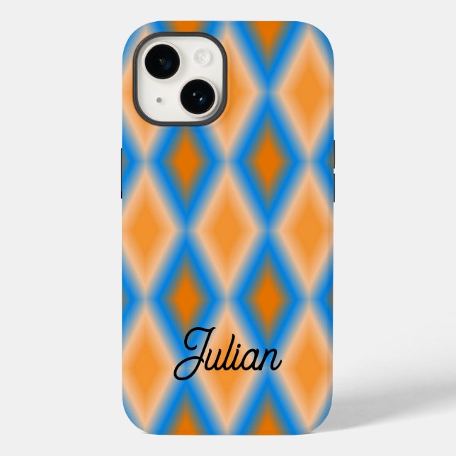 Monogram gradient orange blue diamond shapes Case-Mate iPhone case (Back)