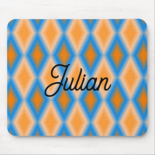 Monogram gradient orange blue diamond shapes mouse mat