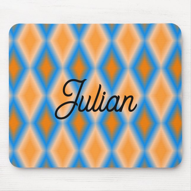 Monogram gradient orange blue diamond shapes mouse mat (Front)