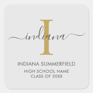 Monogram Graduation 2025 Modern Grad Square Sticker