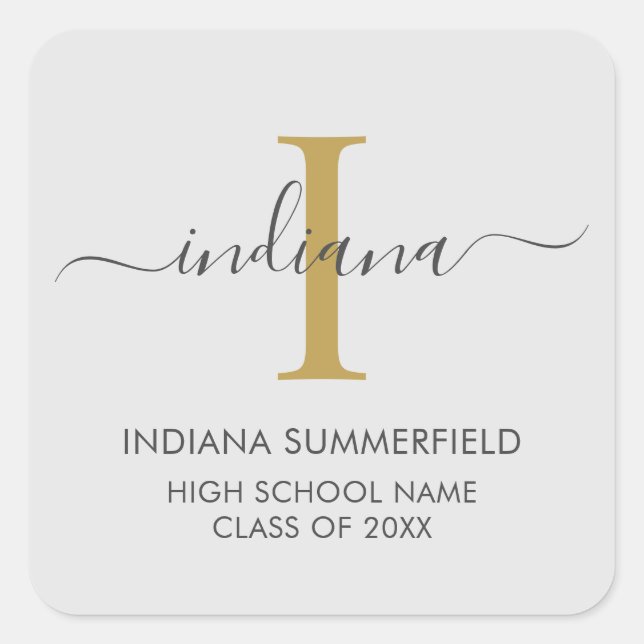 Monogram Graduation 2026 Modern Grad Square Sticker (Front)