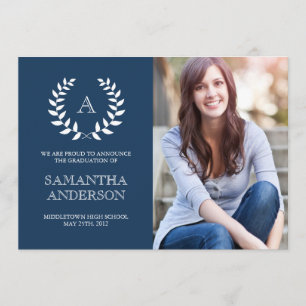 Monogram Graduation Announcement - Navy