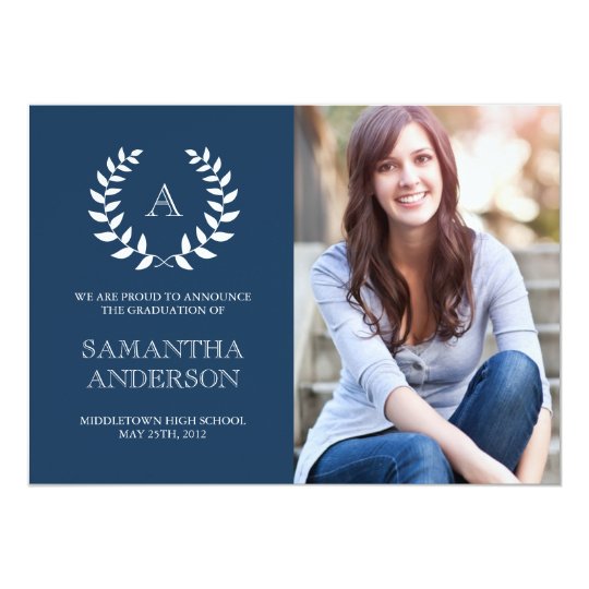 Monogram Graduation Announcement - Navy